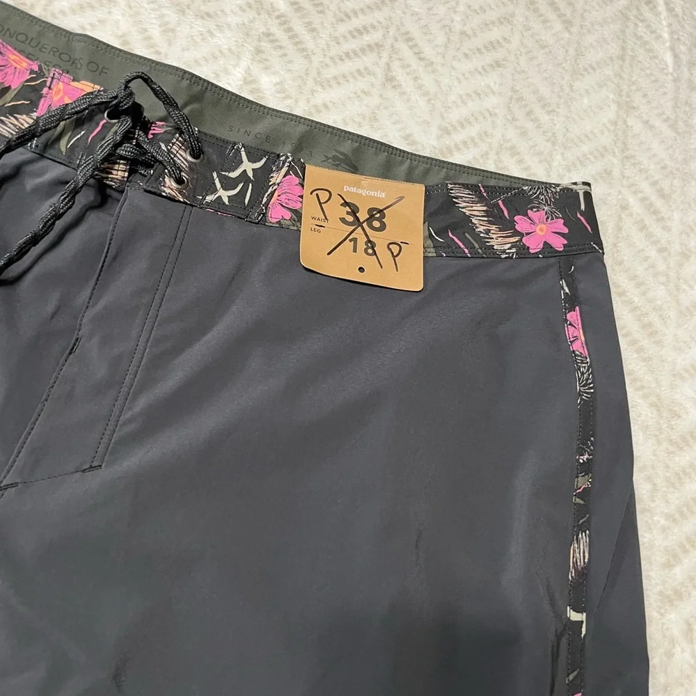 Patagonia Black and Pink Board Shorts Swimwear 38 - Picture 3 of 7